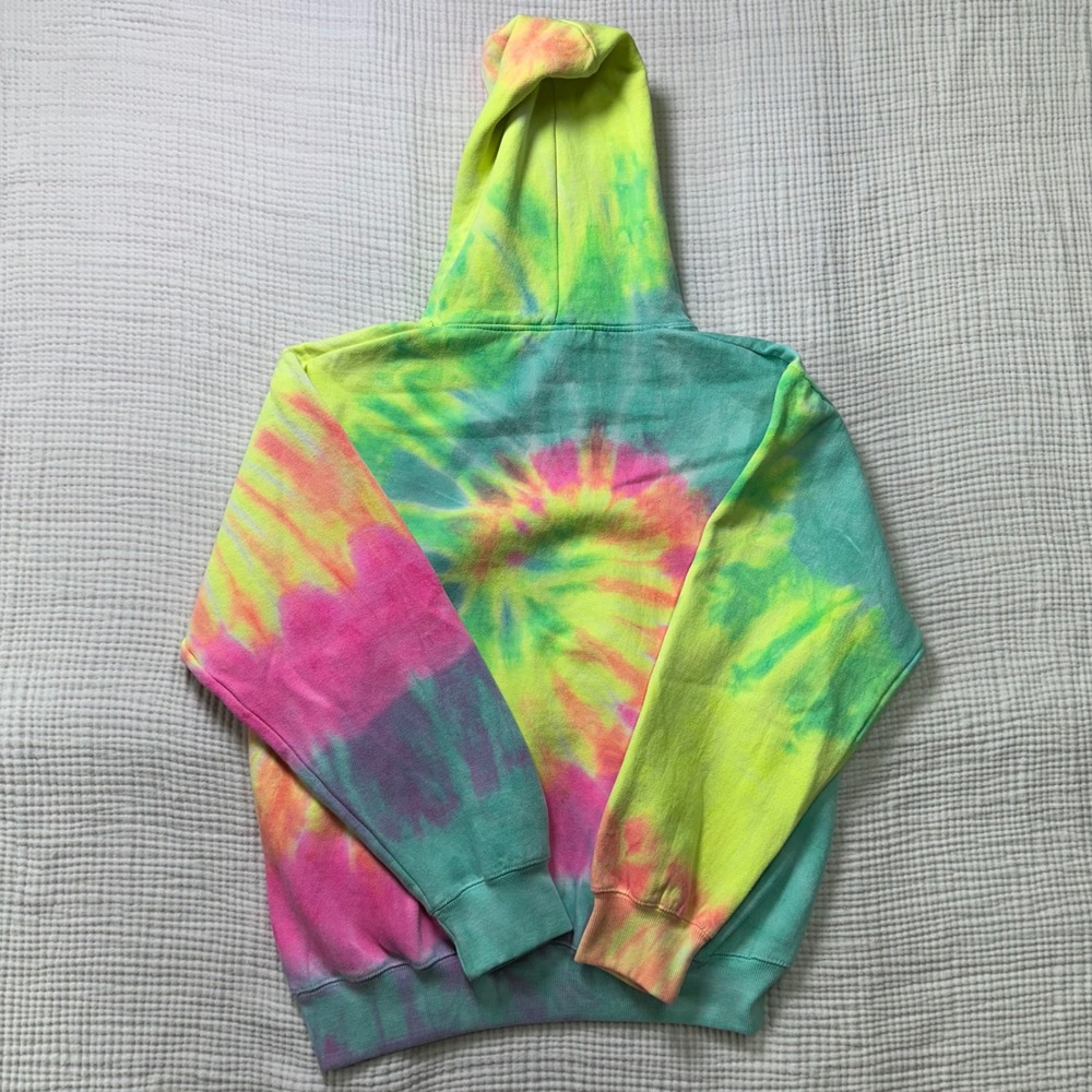 Unisex Be Kind Bright Rainbow Tie Dye Hoodie Graphic Sweatshirt Size Large - Picture 7 of 8